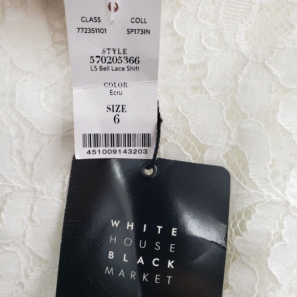 White House Black Market Bell Sleeve Shift Dress Womens 6 Lace Overlay Lined - Picture 7 of 16